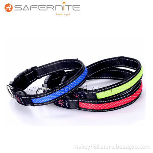 Durable Mesh Webbing Night Glow Led Dog Collar